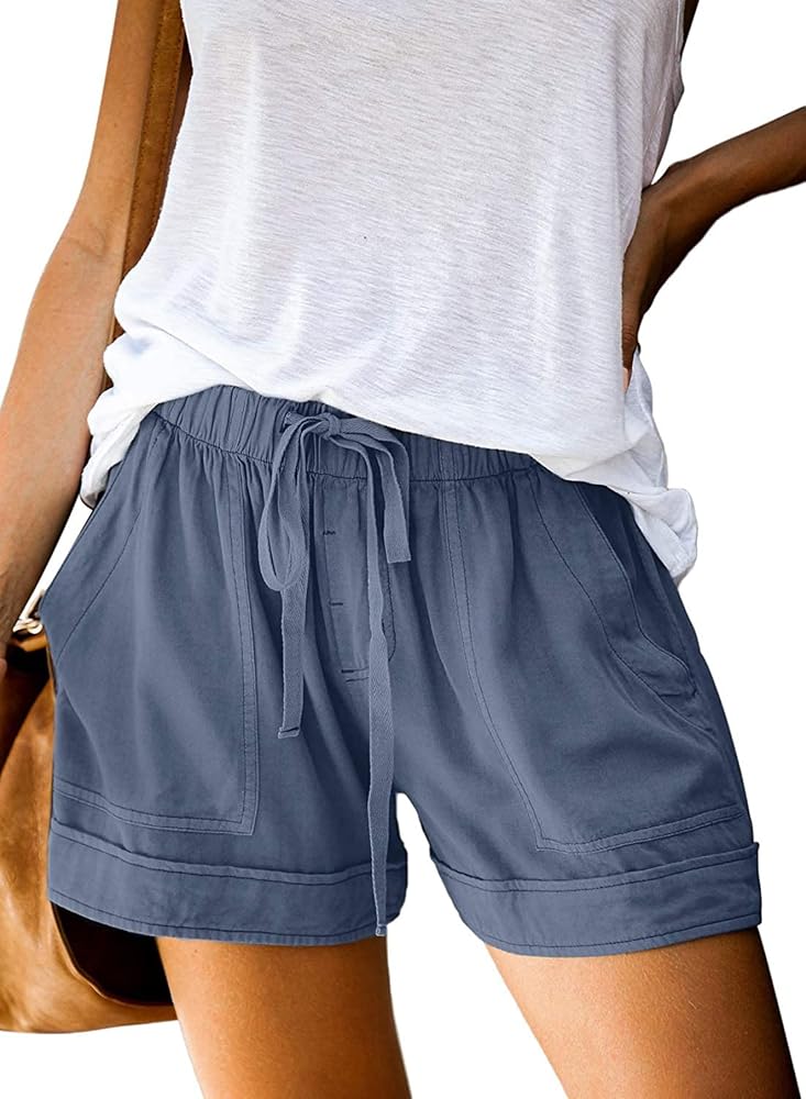 Blue Casual Fashion Summer 2026 Shorts Comfy Drawstring Elastic