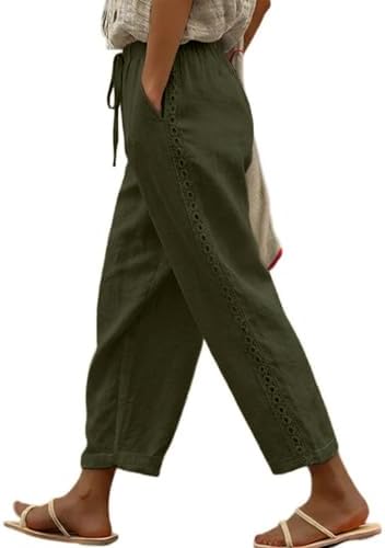 Green Casual Linen Pants Fall Fashion 2026 Lightweight Drawstring