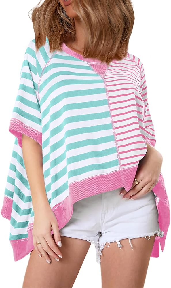 Pink Casual Fashion 2025 Summer Short Sleeve Crewneck Oversized