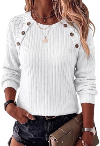 White Sweaters Long Sleeve Shirts Fall Tops